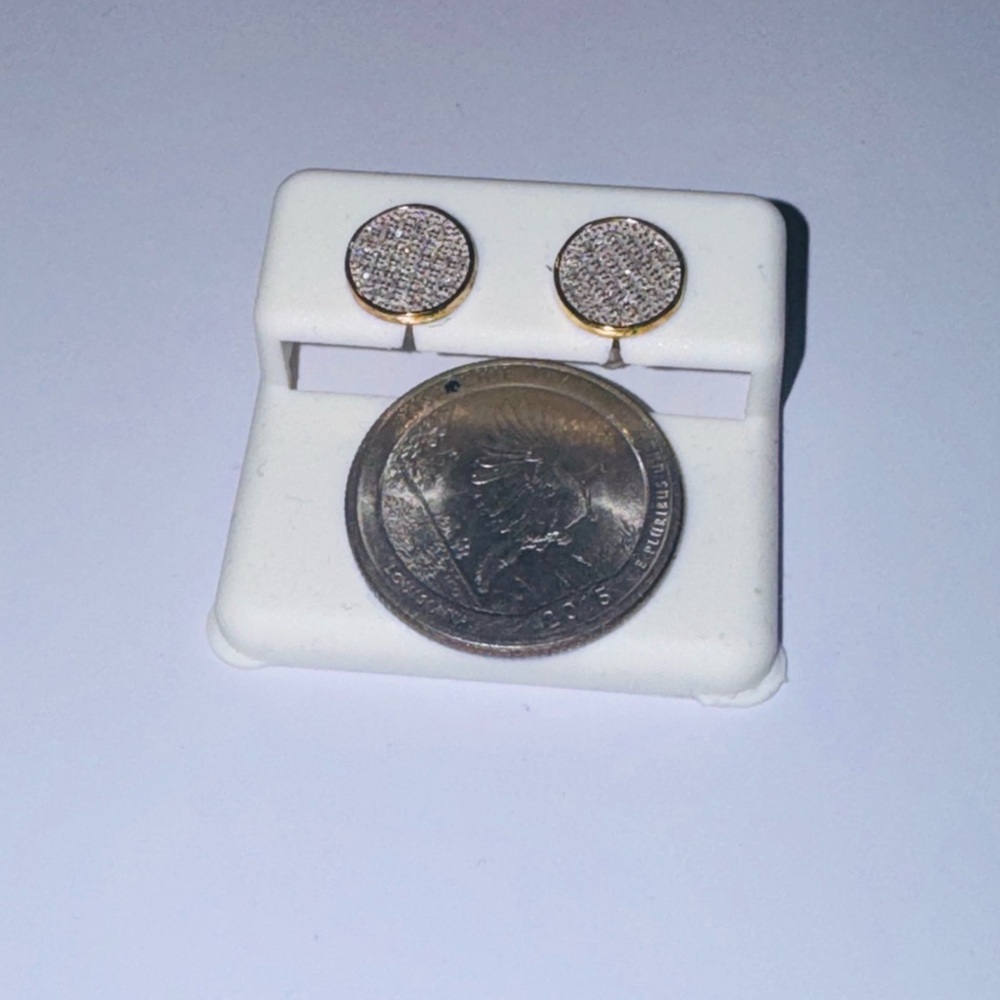 Real Diamond Round Earrings, Gift for him, FREE APPRAISAL Natural Diamonds .30Ct - Picture 7 of 8
